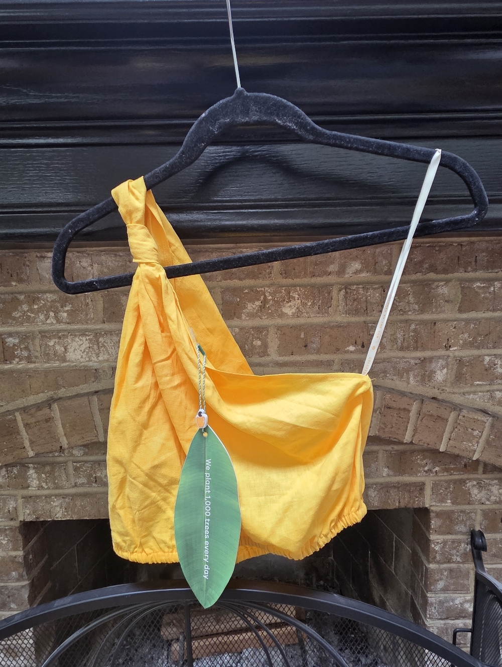 NWT FARM Rio Yellow One-Shoulder Crop Top - Picture 4 of 4